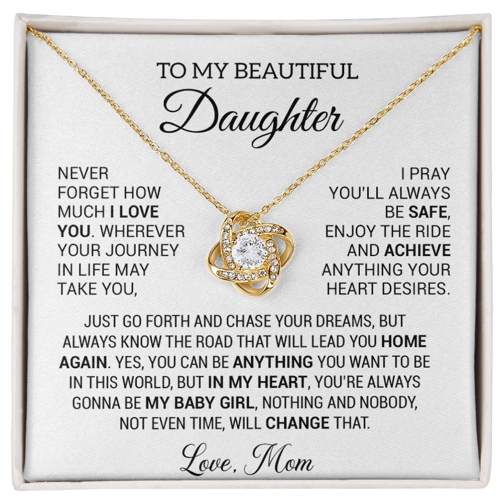To My Beautiful Daughter Necklace, Daughter Gift from Mom, Birthday, Graduation