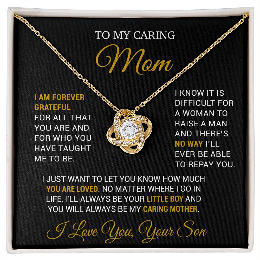 To My Caring Mom Necklace, Gift for Mom from Son, Mother's Day Gift