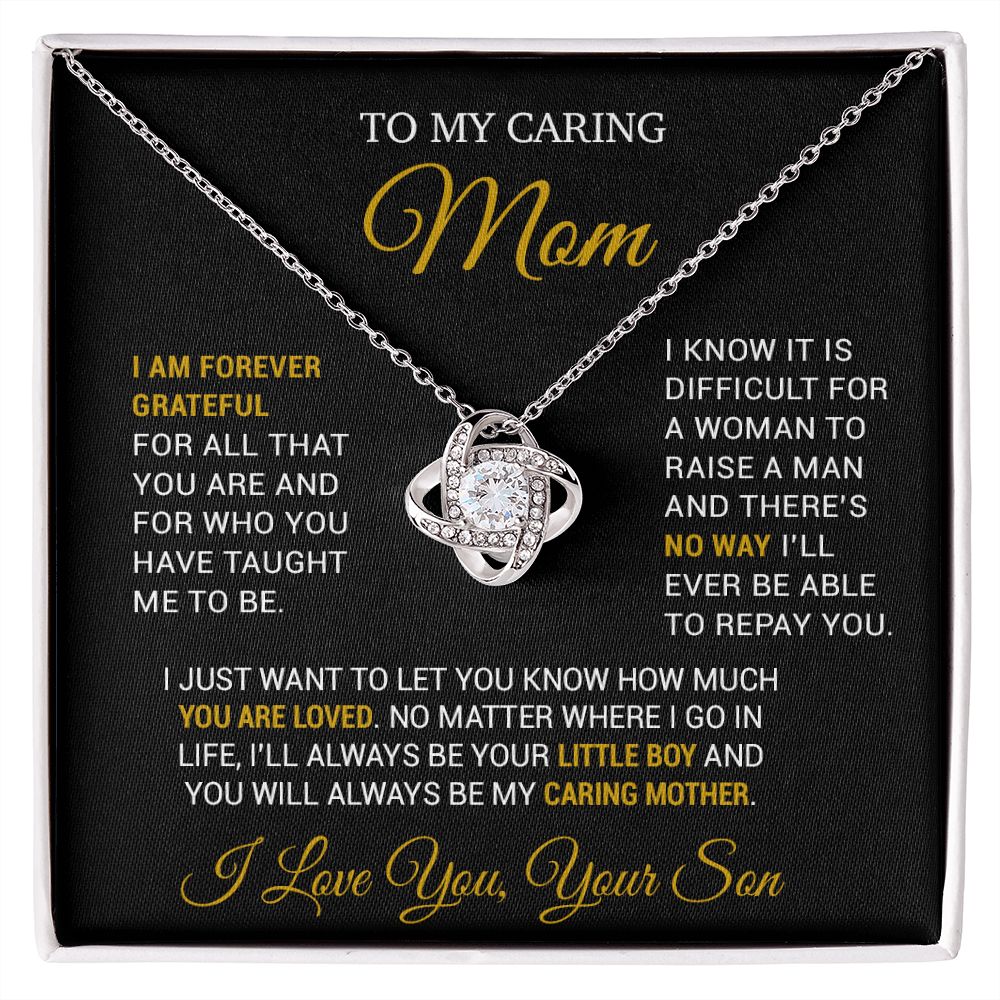 To My Caring Mom Necklace, Gift for Mom from Son, Mother's Day Gift