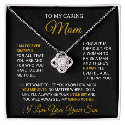 To My Caring Mom Necklace, Gift for Mom from Son, Mother's Day Gift