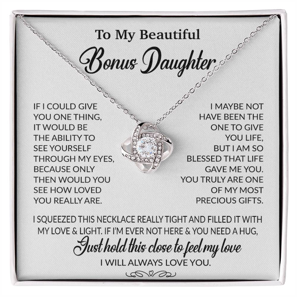 To My Bonus Daughter Necklace, Gift for Bonus Daughter, Step Daughter Birthday 1_10_White