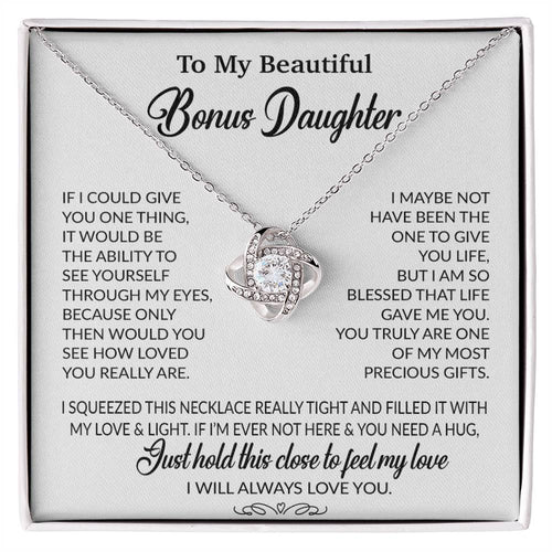 To My Bonus Daughter Necklace, Gift for Bonus Daughter, Step Daughter Birthday 1_10_White