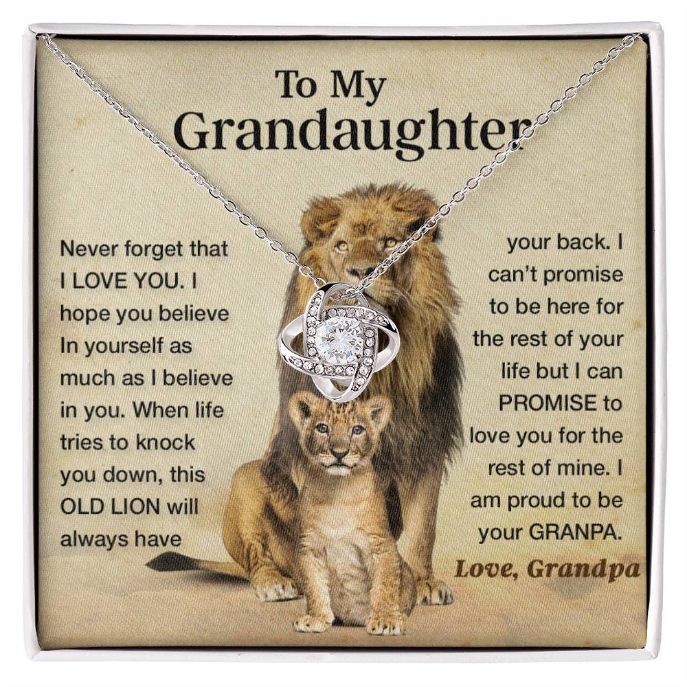To My Granddaughter Necklace , Gift From Grandpa Papa Lion Dad, Christmas Gift