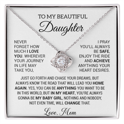 To My Beautiful Daughter Necklace, Daughter Gift from Mom, Birthday, Graduation