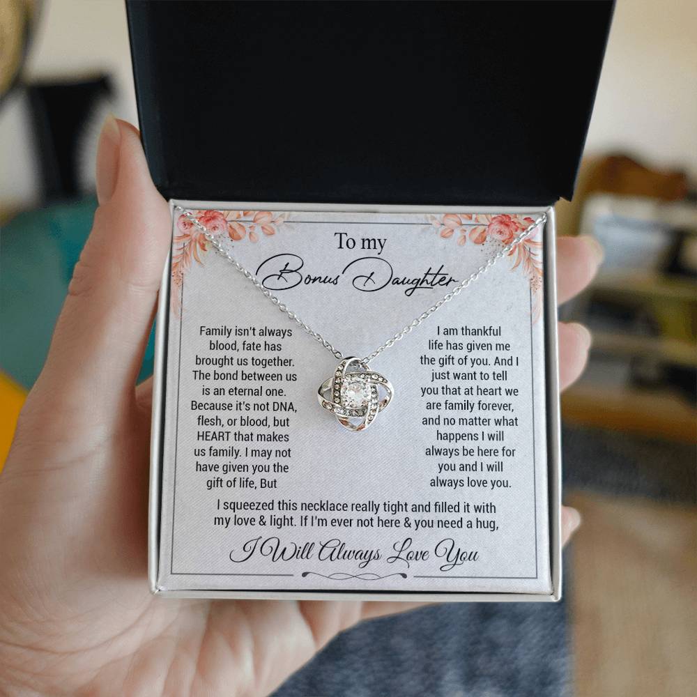 To my bonus daughter necklace, bonus daughter from stepdad, step daughter gift