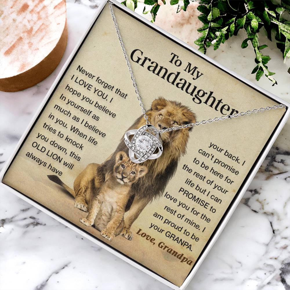 To My Granddaughter Necklace , Gift From Grandpa Papa Lion Dad, Christmas Gift