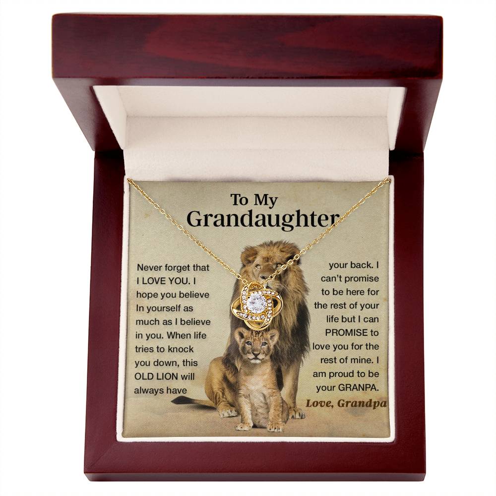 To My Granddaughter Necklace , Gift From Grandpa Papa Lion Dad, Christmas Gift