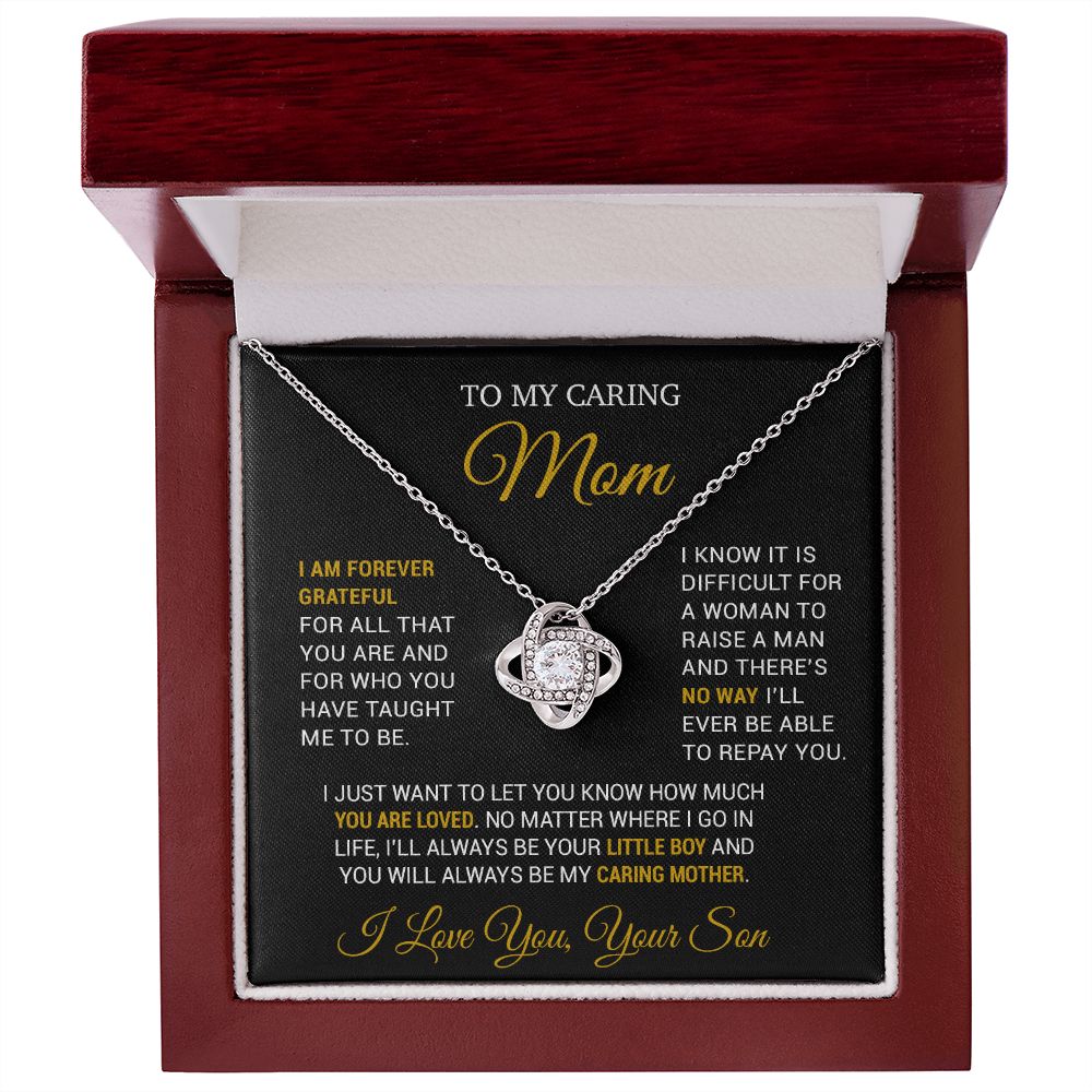 To My Caring Mom Necklace, Gift for Mom from Son, Mother's Day Gift