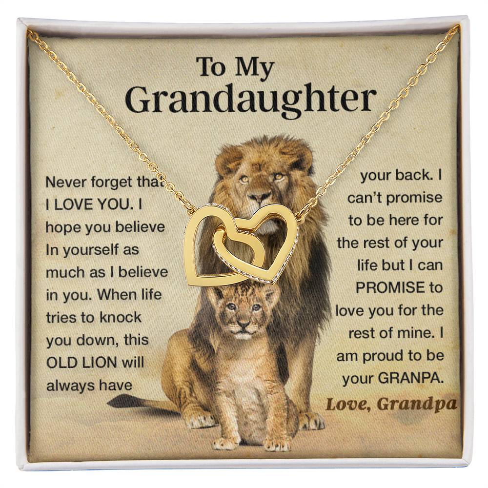 To My Granddaughter Necklace , Gift From Grandpa Papa Lion Dad, Christmas Gift