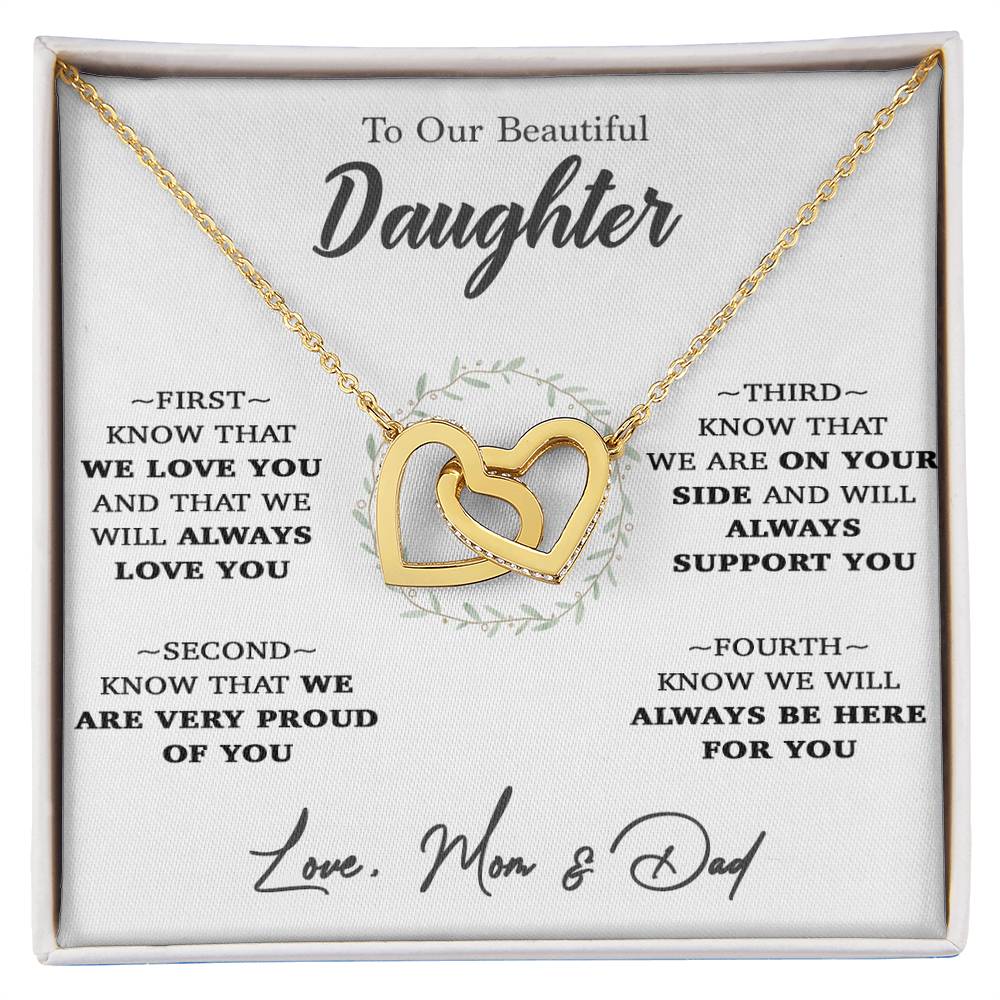 To My Daughter Necklace, Gift for Daughter From Mom and Dad,Birthday Gift