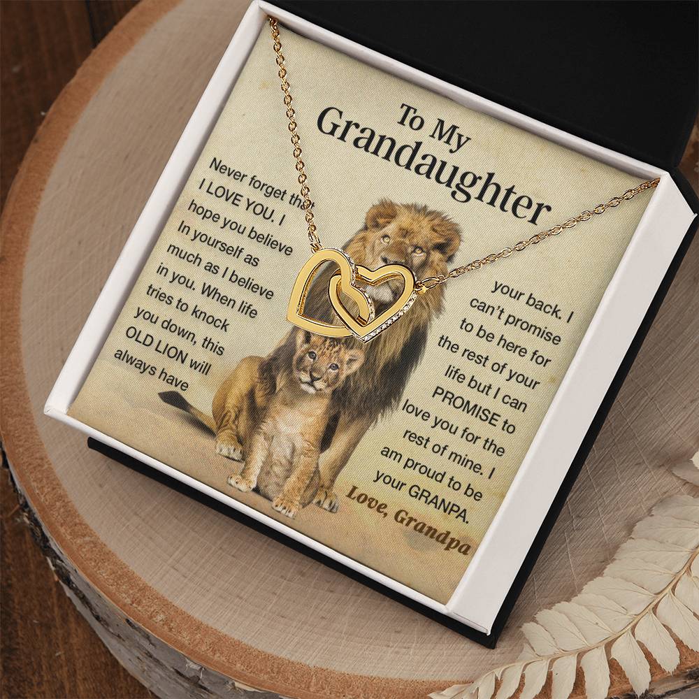 To My Granddaughter Necklace , Gift From Grandpa Papa Lion Dad, Christmas Gift