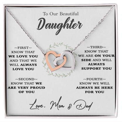 To My Daughter Necklace, Gift for Daughter From Mom and Dad,Birthday Gift