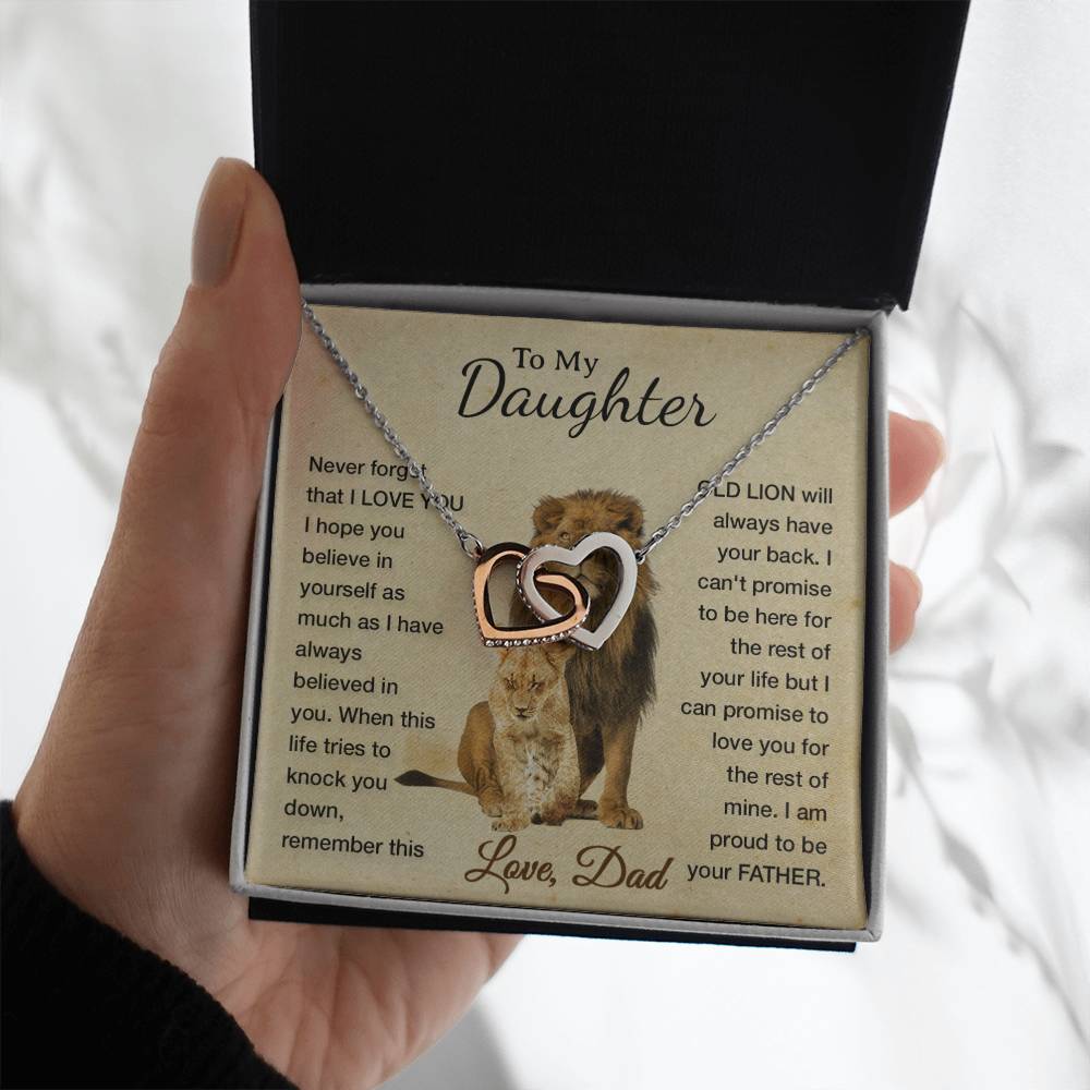 To My Daughter Necklace, Xmas Gift For Daughter From Dad, Daughter Father Lion