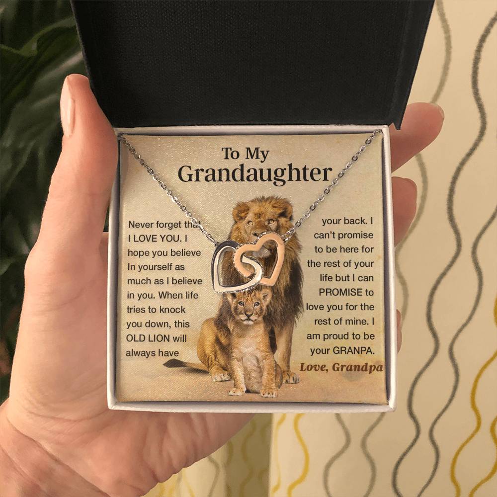 To My Granddaughter Necklace , Gift From Grandpa Papa Lion Dad, Christmas Gift