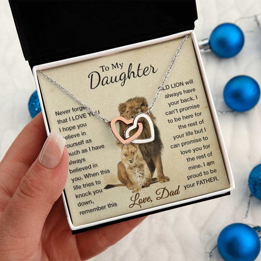 To My Daughter Necklace, Xmas Gift For Daughter From Dad, Daughter Father Lion