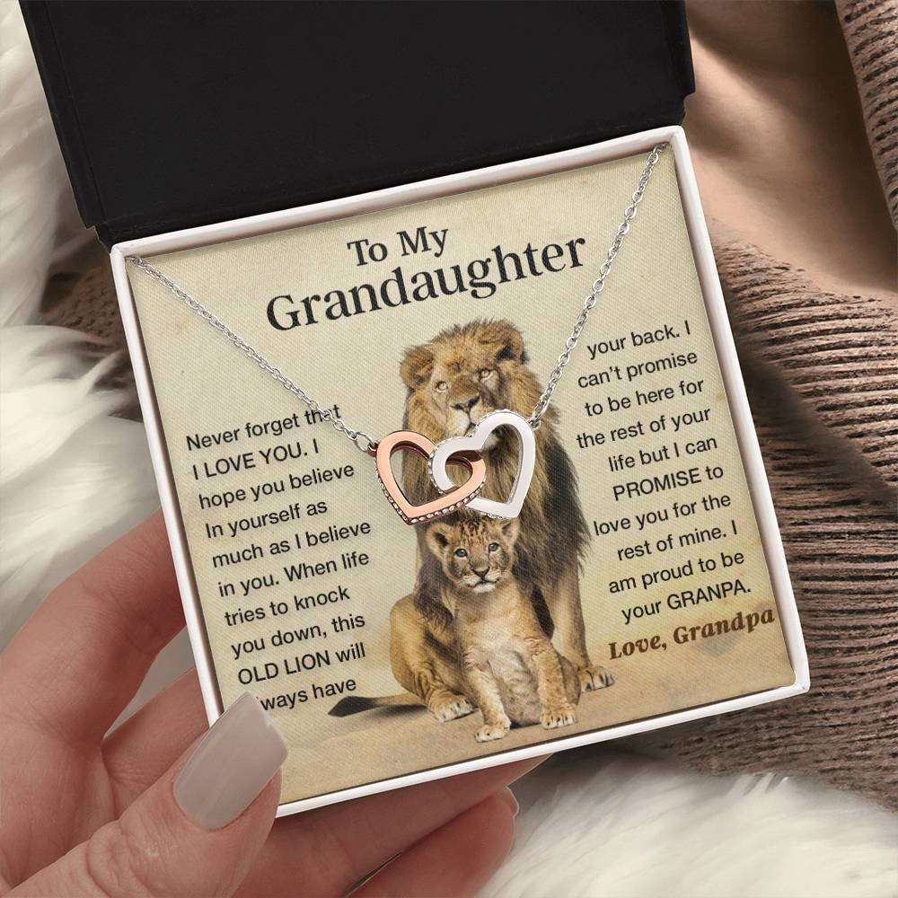 To My Granddaughter Necklace , Gift From Grandpa Papa Lion Dad, Christmas Gift