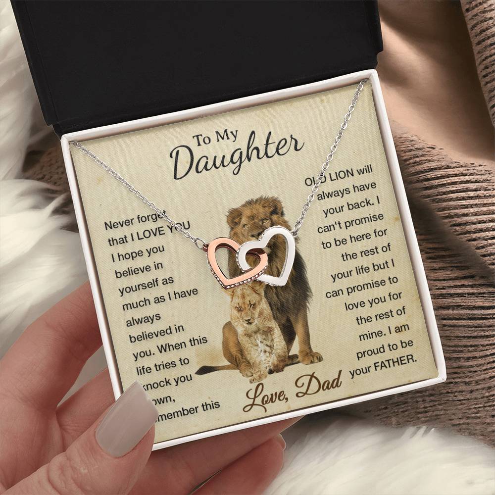 To My Daughter Necklace, Xmas Gift For Daughter From Dad, Daughter Father Lion