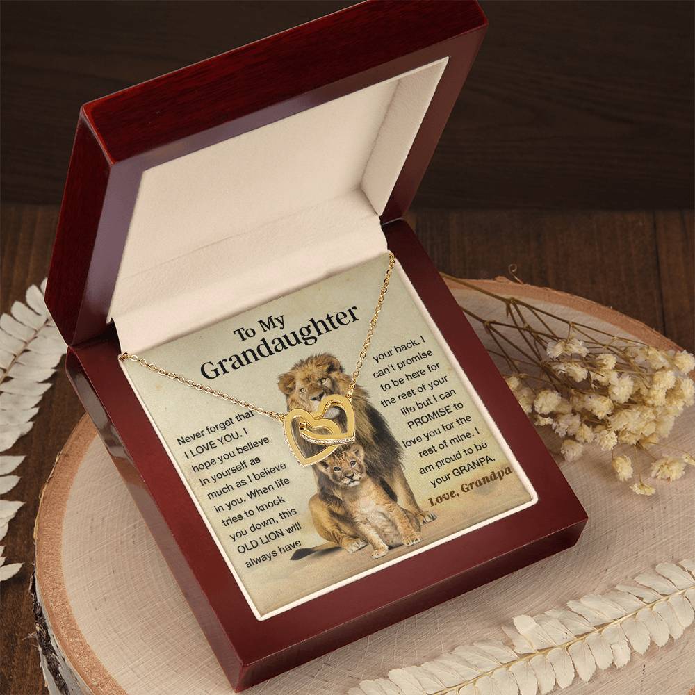 To My Granddaughter Necklace , Gift From Grandpa Papa Lion Dad, Christmas Gift