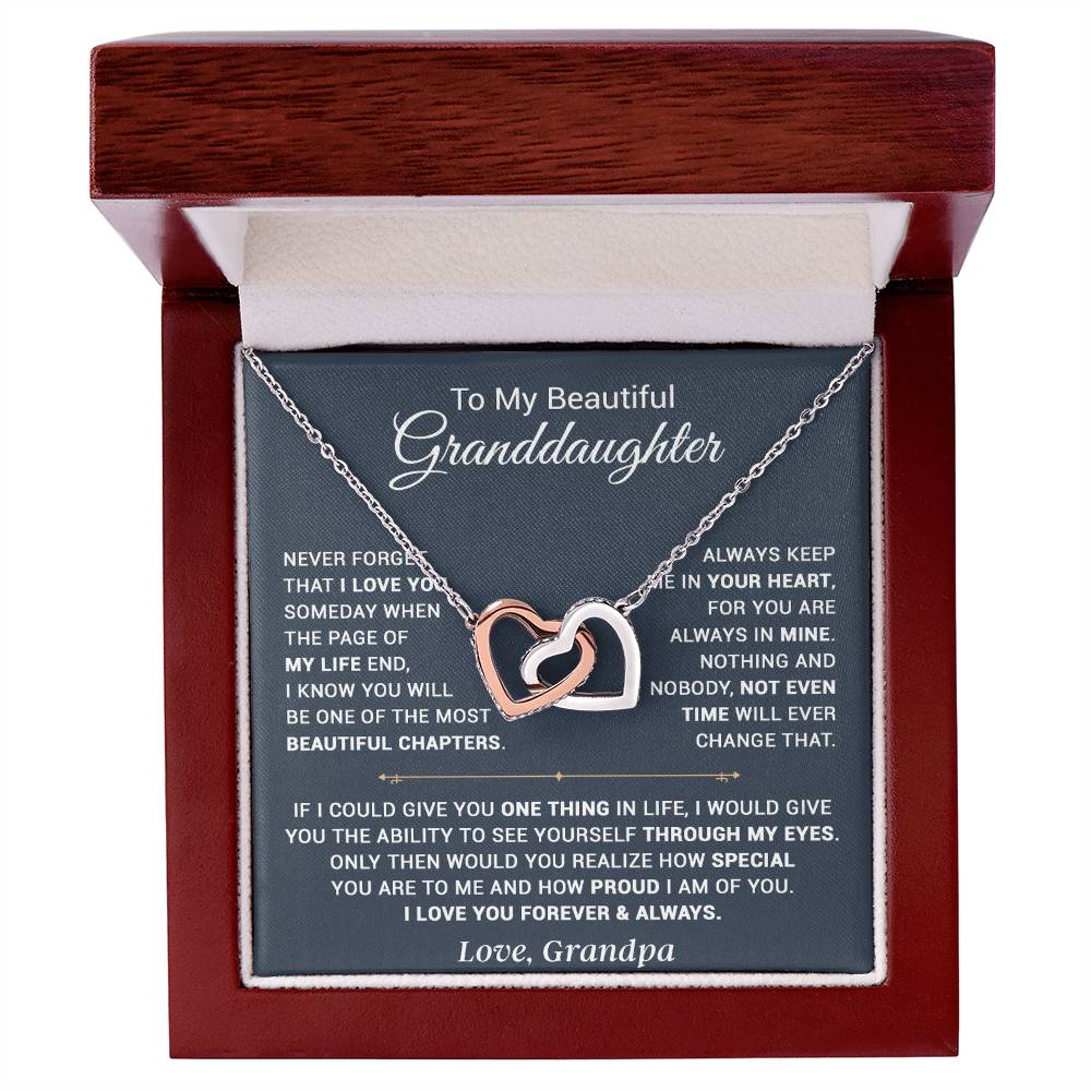 To My Granddaughter Necklace, Xmas Birthday Gift For Granddaughter From Grandpa
