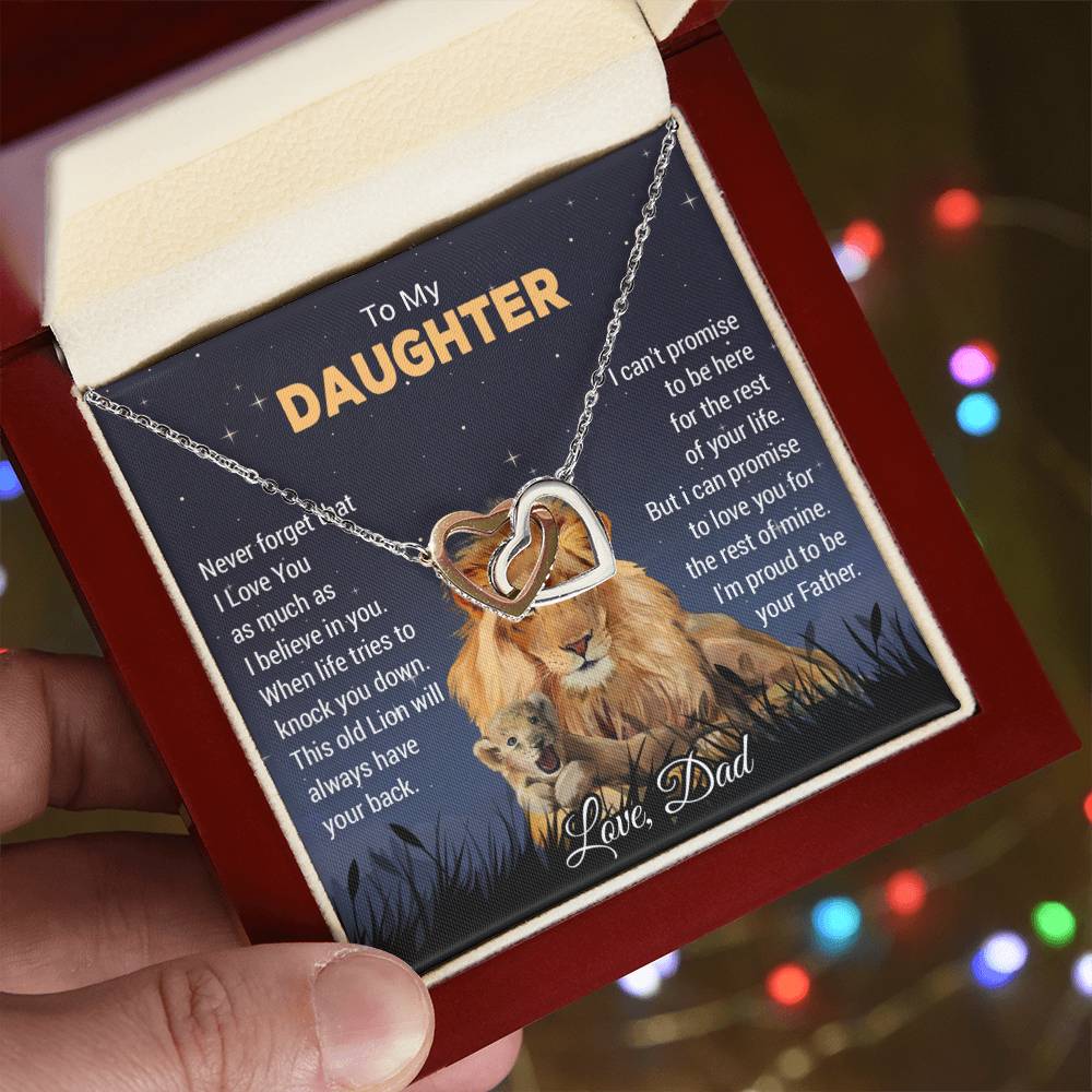 To My Daughter Necklace, Xmas Gift For Daughter From Dad, Daughter Father Lion