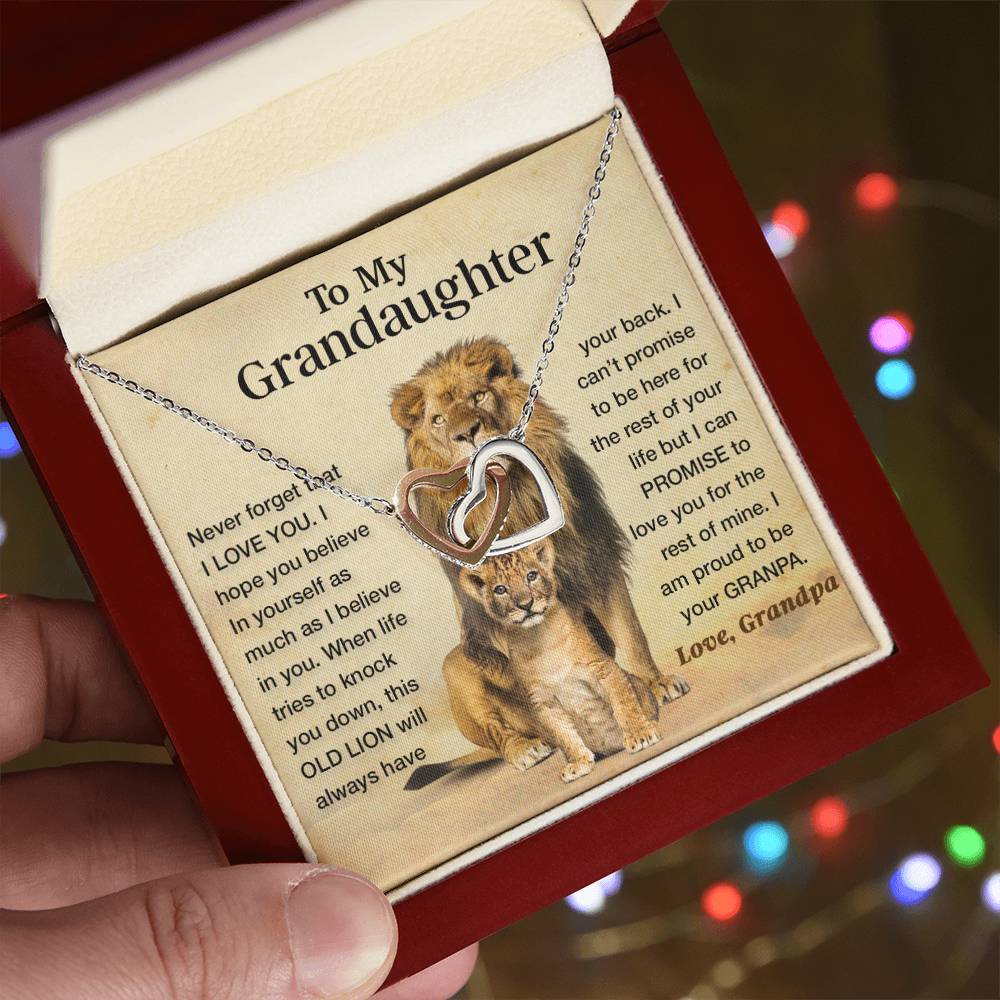 To My Granddaughter Necklace , Gift From Grandpa Papa Lion Dad, Christmas Gift
