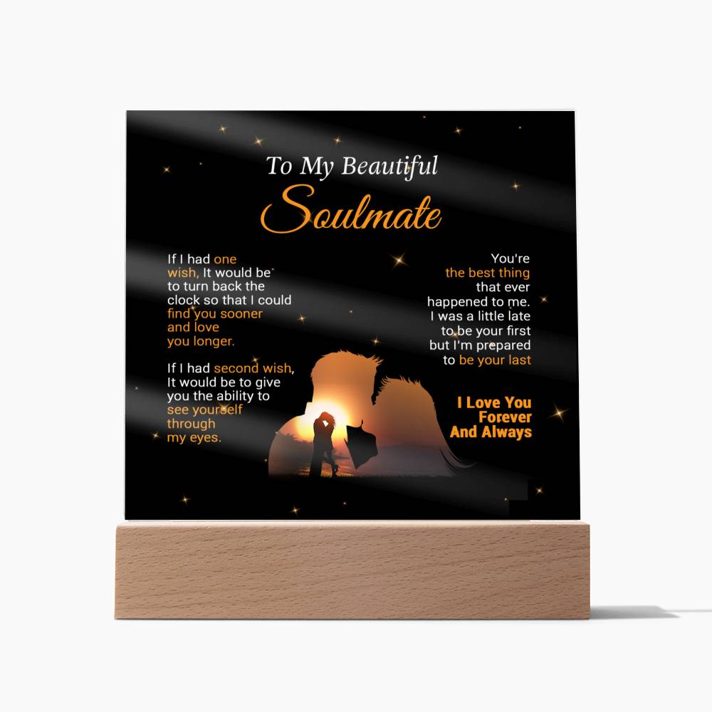 To My Soulmate Acrylic Plaque,  Wife Birthday Gift, Wife on Anniversary, Christmas Gift