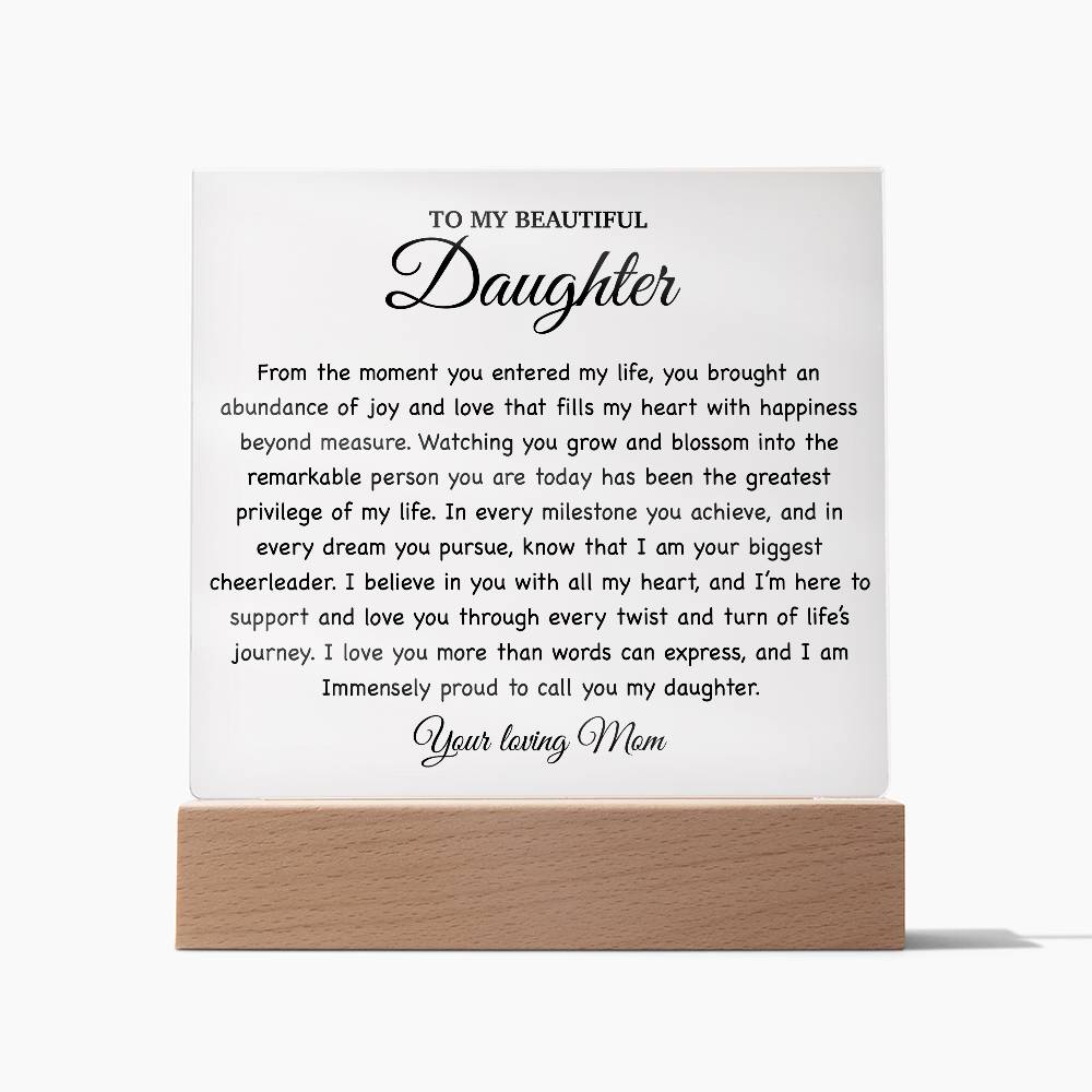 To My Daughter Acrylic Plaque, Gift for Daughter, Daughter Birthday Gift From Dad