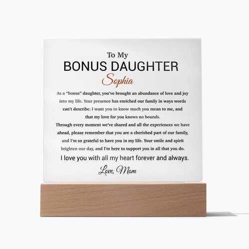 Custom Bonus Daughter Gift Acrylic Plaque, Step Daughter Gift from Step Mom, Gift from Step dad