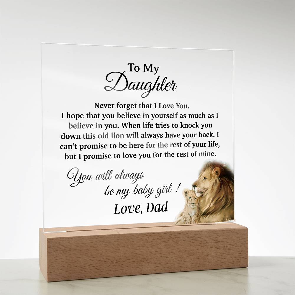 To My Daughter Acrylic Plaque, Gift for Daughter, Lion Gift from Dad