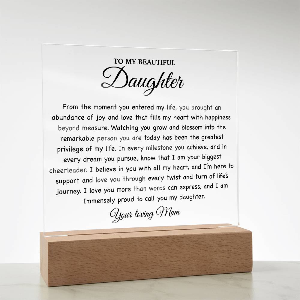 To My Daughter Acrylic Plaque, Gift for Daughter, Daughter Birthday Gift From Dad