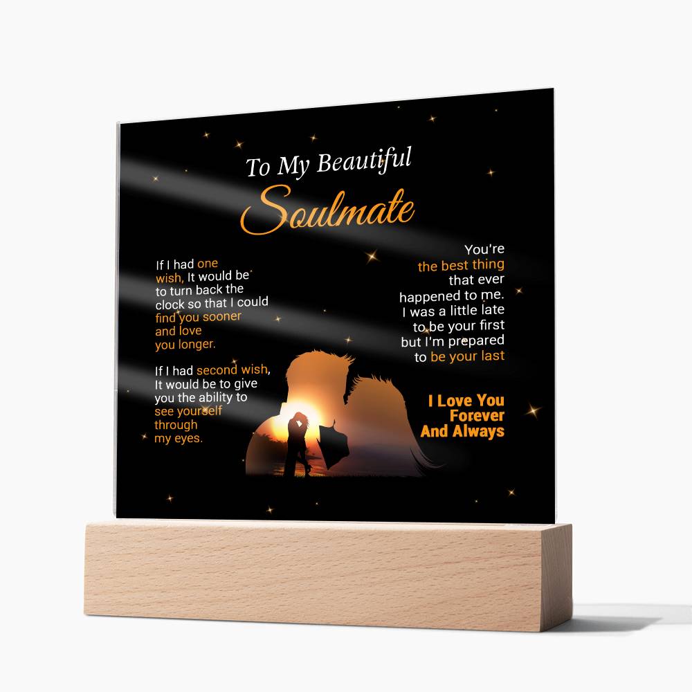 To My Soulmate Acrylic Plaque,  Wife Birthday Gift, Wife on Anniversary, Christmas Gift