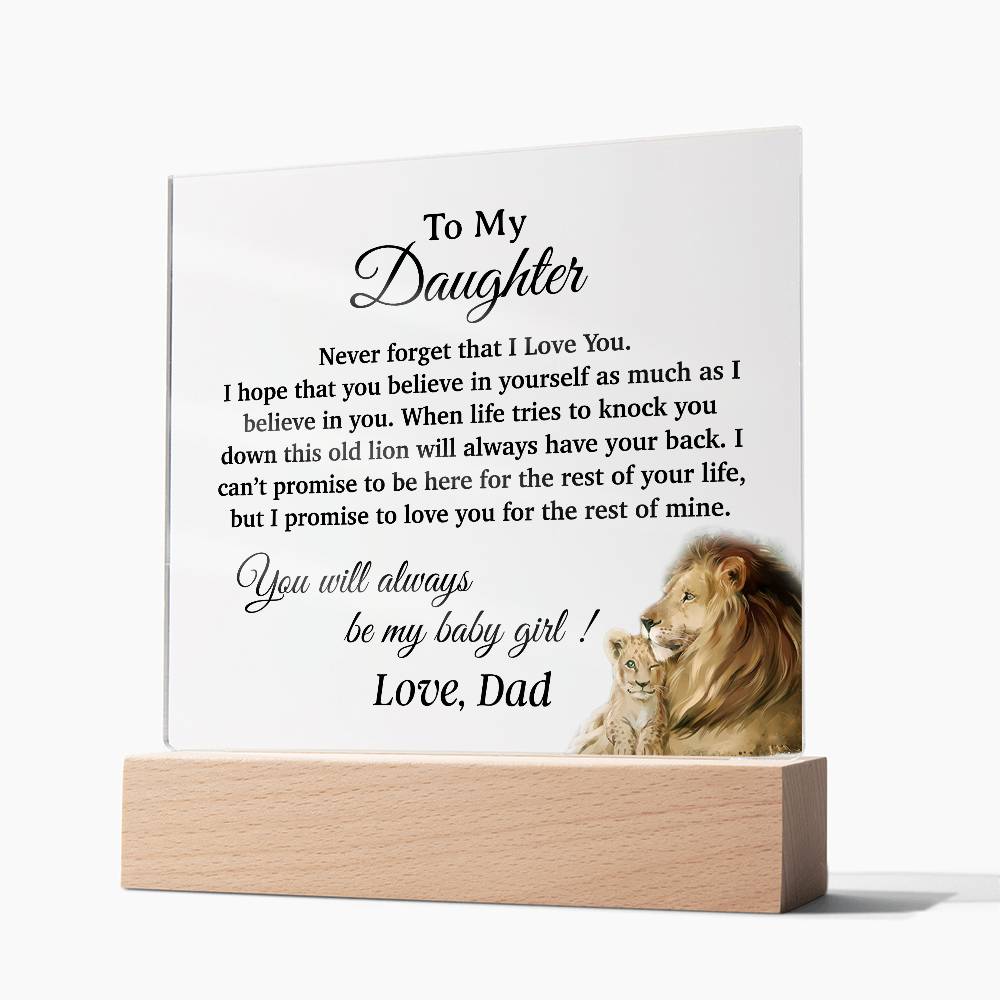 To My Daughter Acrylic Plaque, Gift for Daughter, Lion Gift from Dad