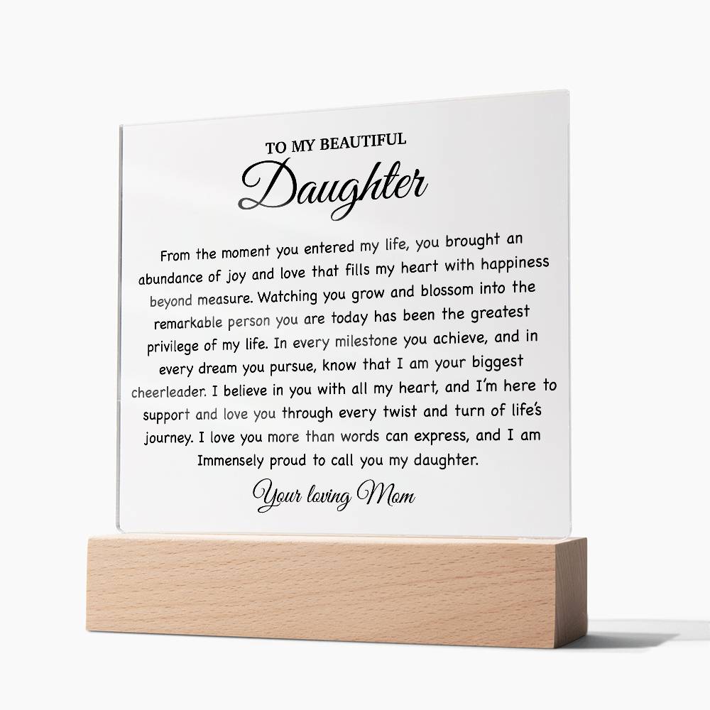 To My Daughter Acrylic Plaque, Gift for Daughter, Daughter Birthday Gift From Dad