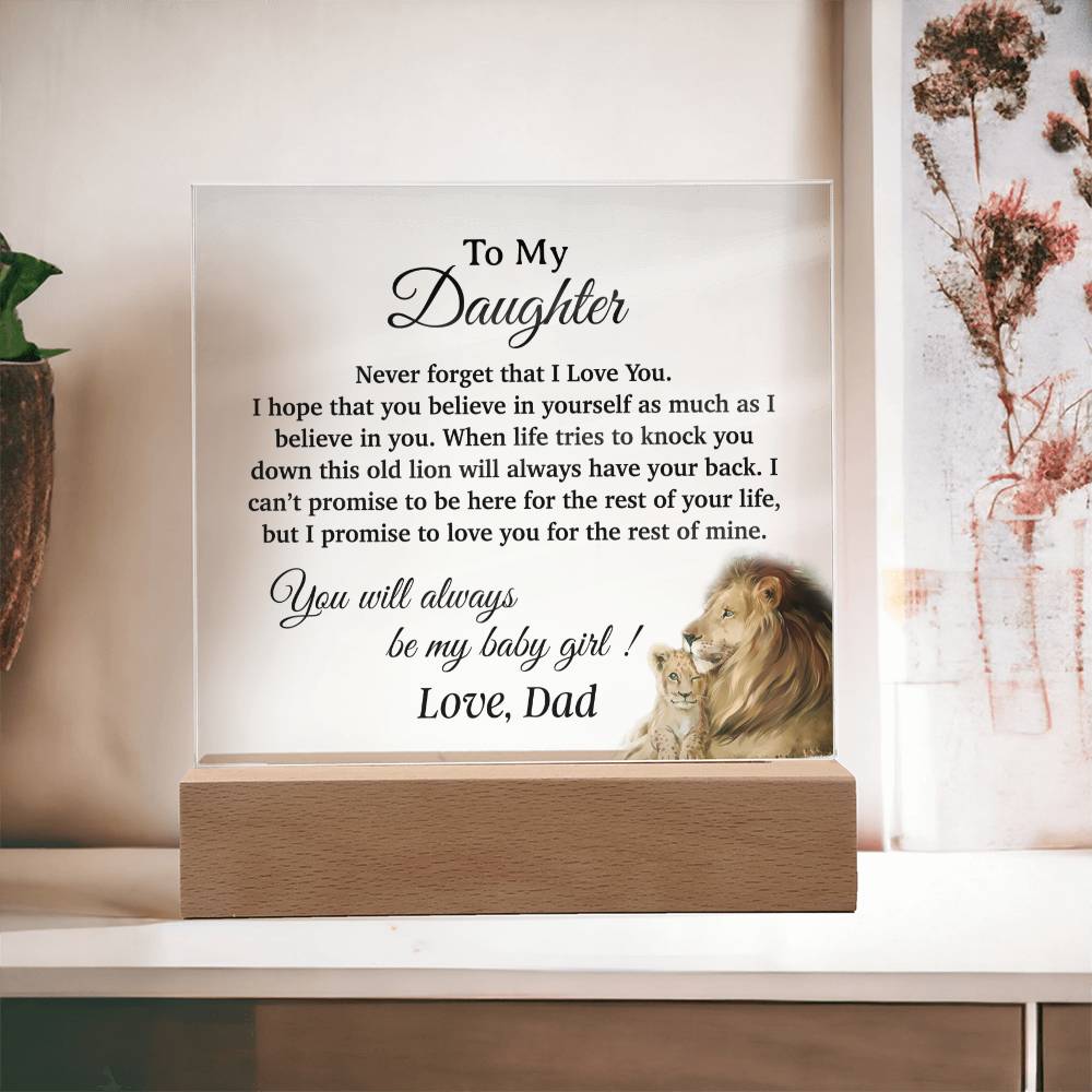 To My Daughter Acrylic Plaque, Gift for Daughter, Lion Gift from Dad