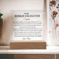 Custom Bonus Daughter Gift Acrylic Plaque, Step Daughter Gift from Step Mom, Gift from Step dad