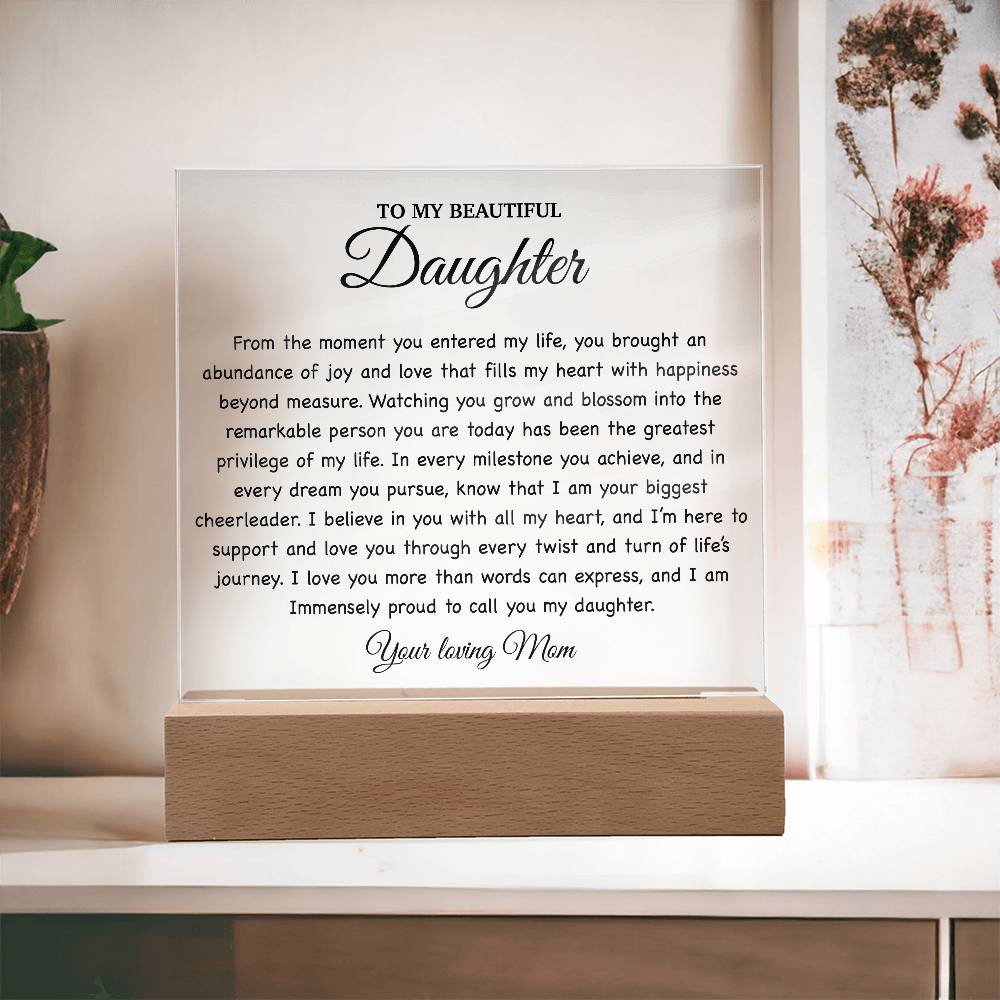 To My Daughter Acrylic Plaque, Gift for Daughter, Daughter Birthday Gift From Dad