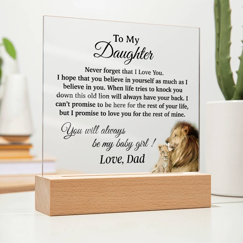 To My Daughter Acrylic Plaque, Gift for Daughter, Lion Gift from Dad