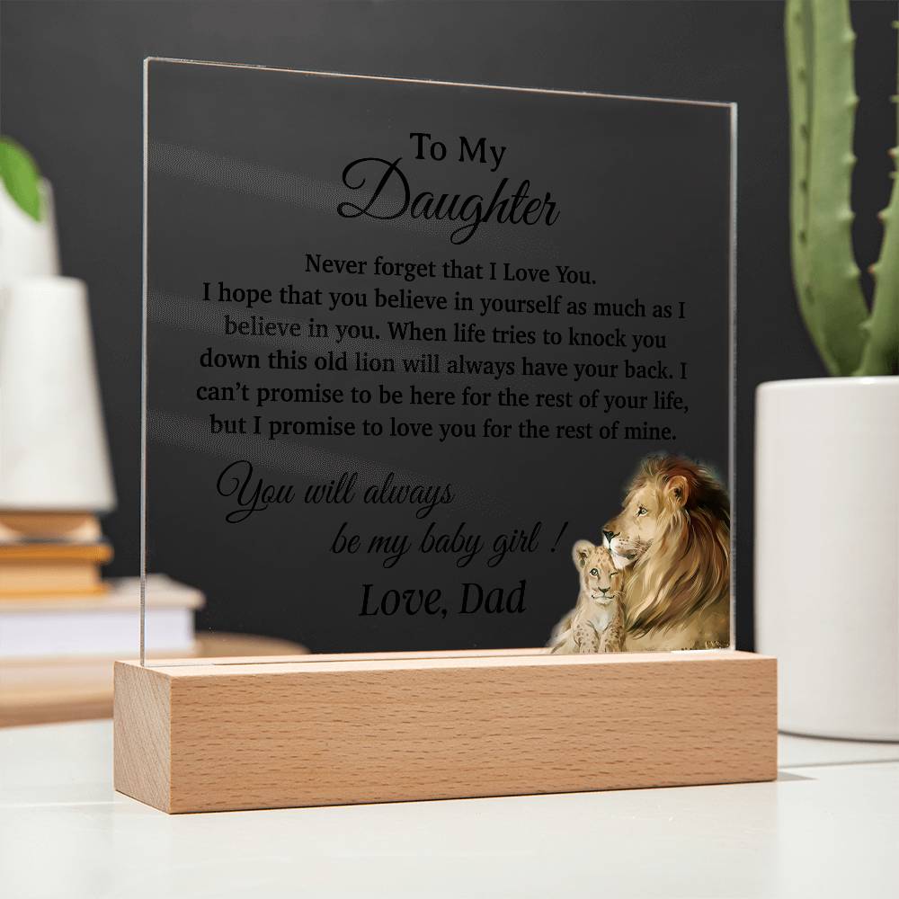 To My Daughter Acrylic Plaque, Gift for Daughter, Lion Gift from Dad