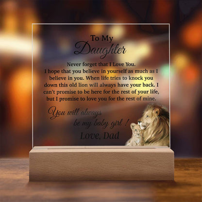 To My Daughter Acrylic Plaque, Gift for Daughter, Lion Gift from Dad