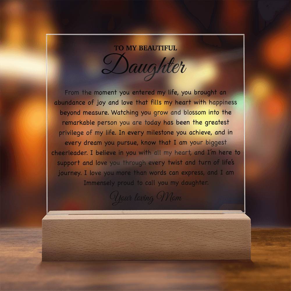 To My Daughter Acrylic Plaque, Gift for Daughter, Daughter Birthday Gift From Dad