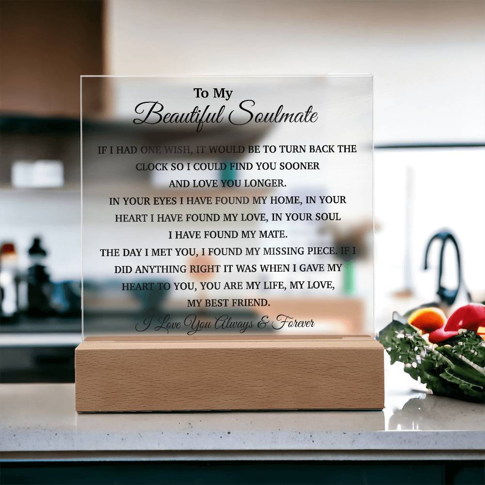 To My Soulmate Acrylic Plaque, Gifts for Wife, Soulmate from Husband, Soulmate Gift