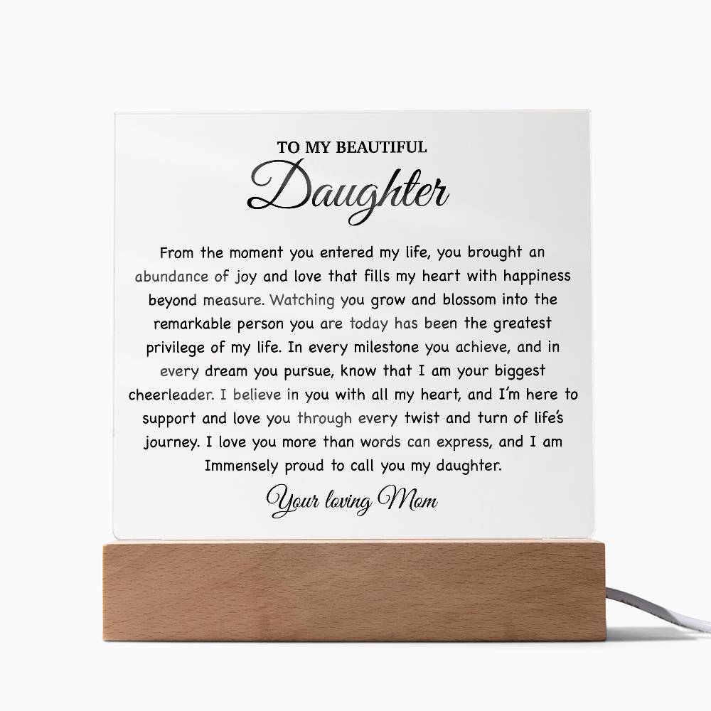 To My Daughter Acrylic Plaque, Gift for Daughter, Daughter Birthday Gift From Dad