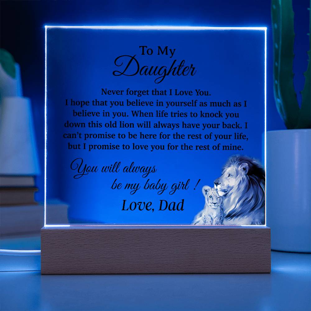 To My Daughter Acrylic Plaque, Gift for Daughter, Lion Gift from Dad