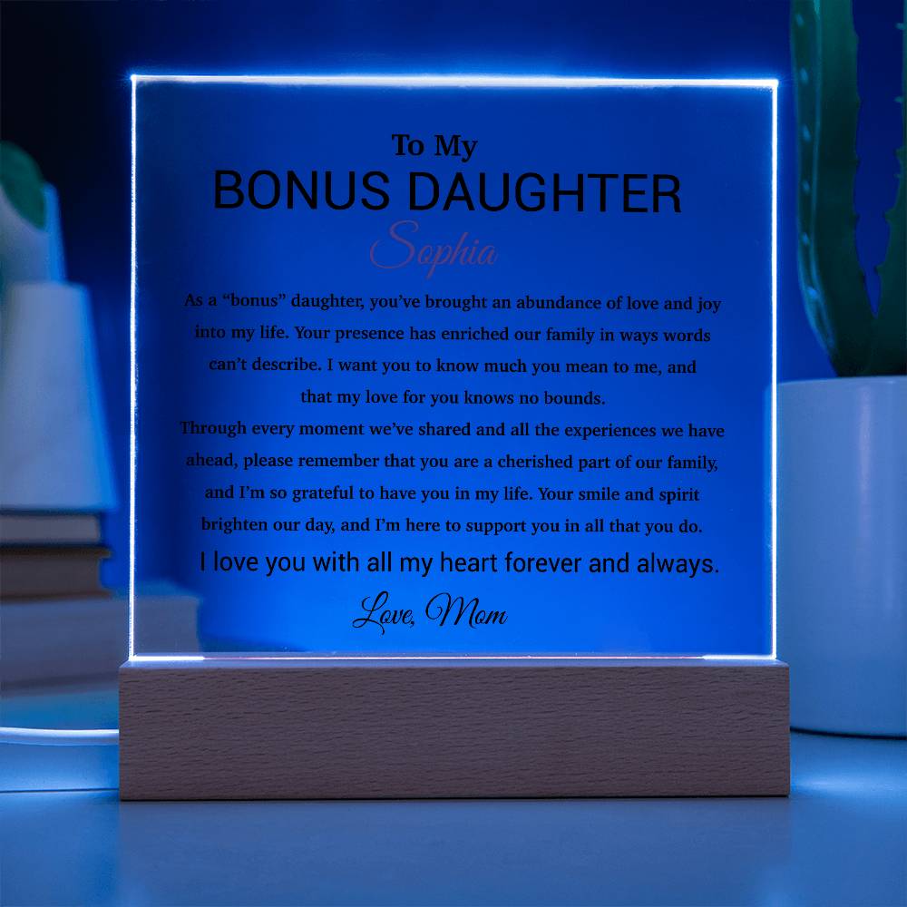 Custom Bonus Daughter Gift Acrylic Plaque, Step Daughter Gift from Step Mom, Gift from Step dad