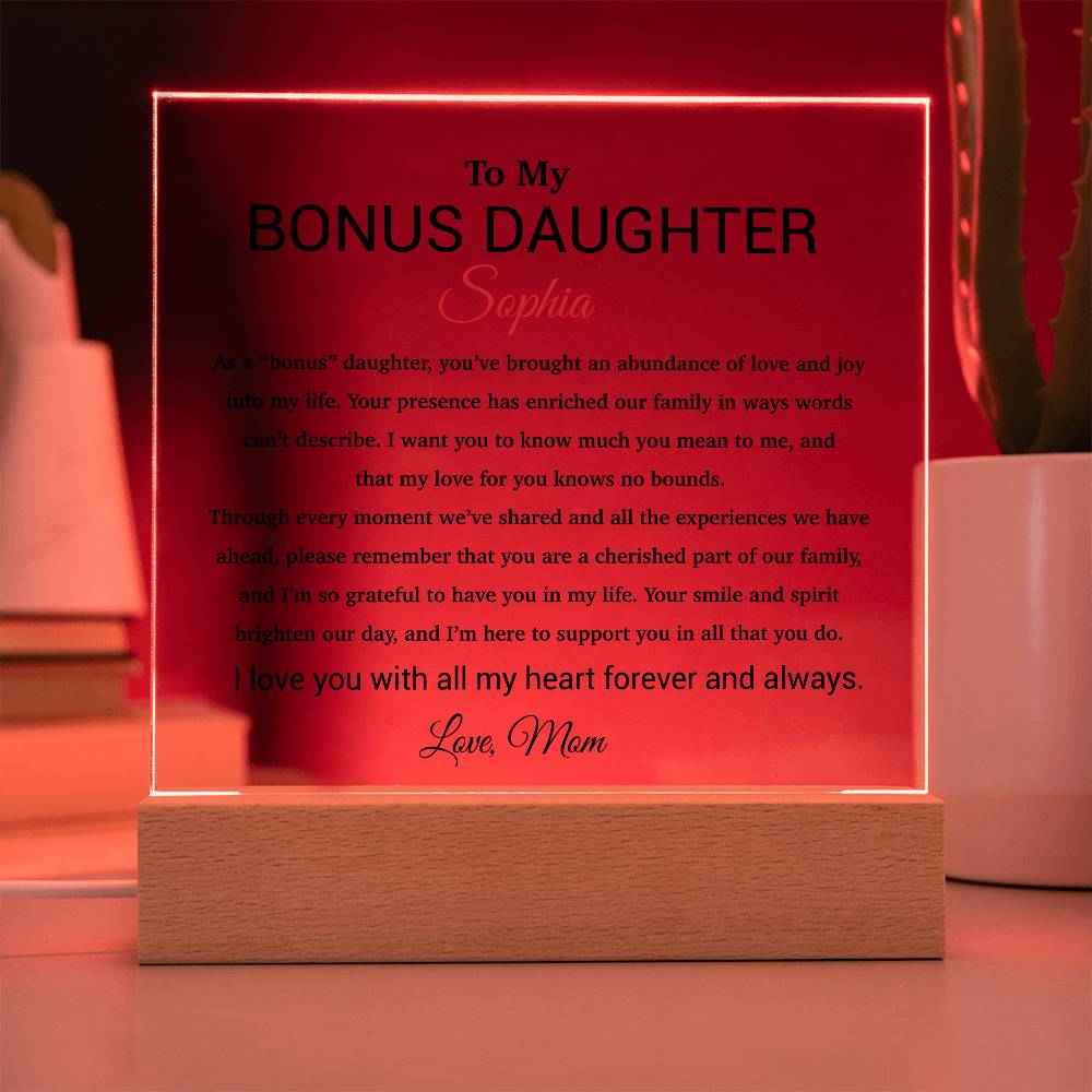 Custom Bonus Daughter Gift Acrylic Plaque, Step Daughter Gift from Step Mom, Gift from Step dad