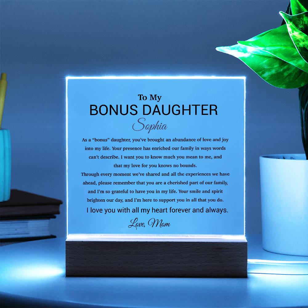 Custom Bonus Daughter Gift Acrylic Plaque, Step Daughter Gift from Step Mom, Gift from Step dad