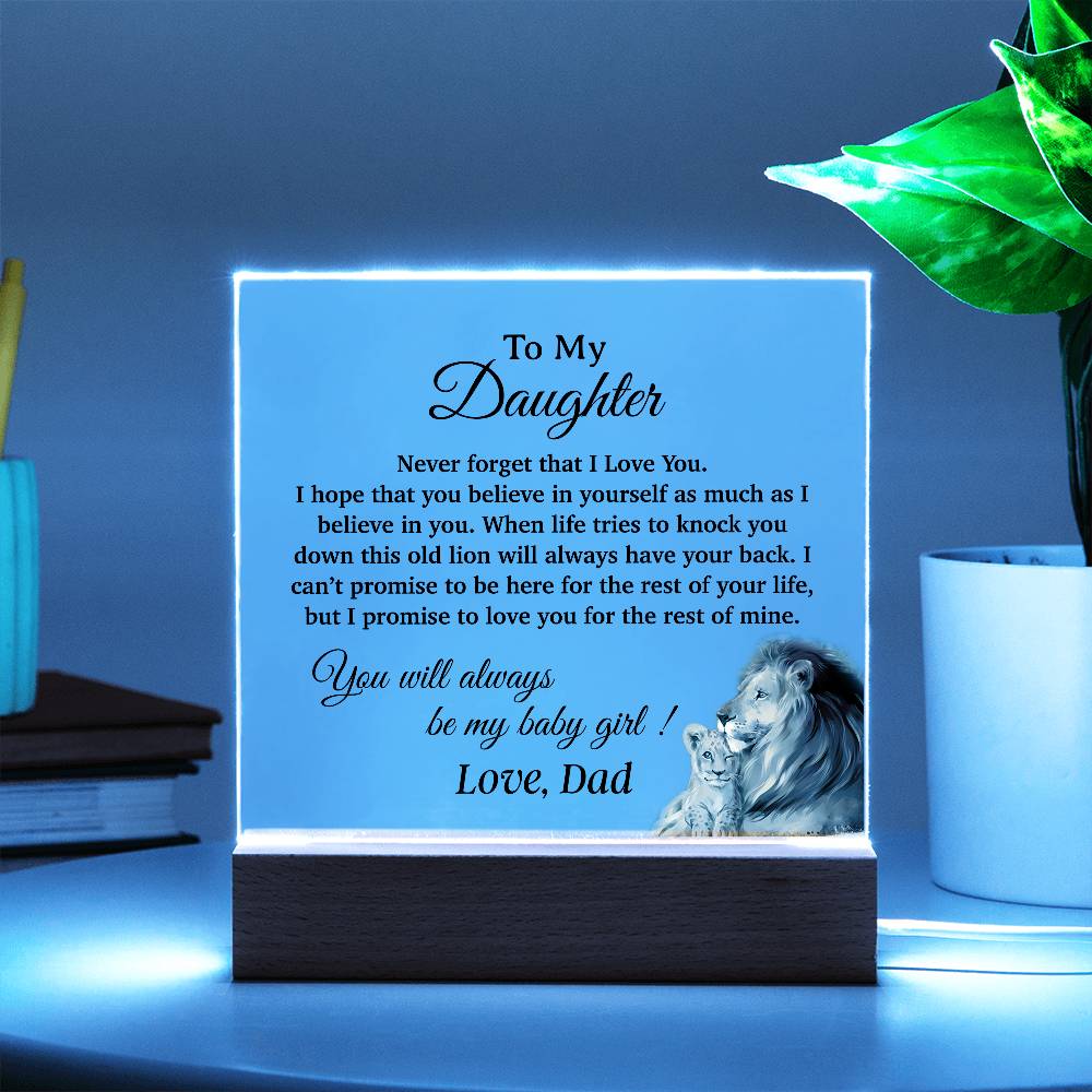 To My Daughter Acrylic Plaque, Gift for Daughter, Lion Gift from Dad