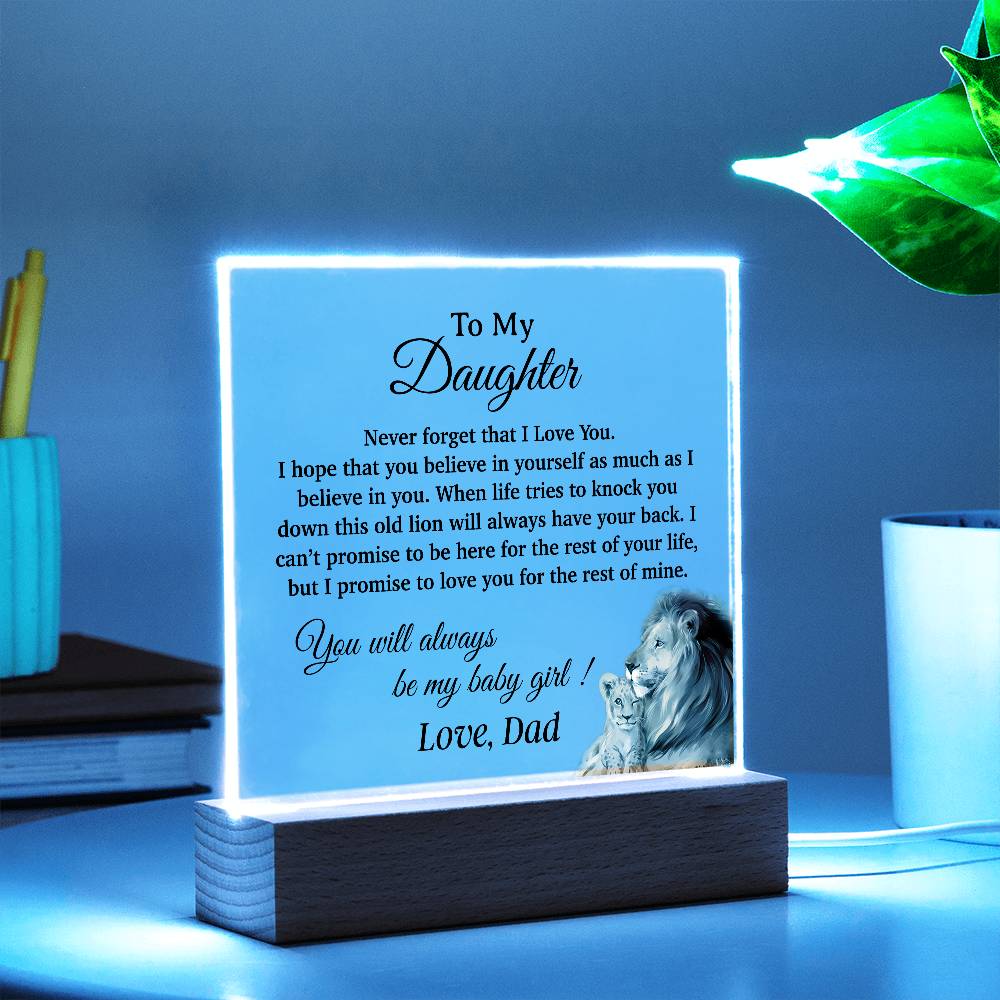 To My Daughter Acrylic Plaque, Gift for Daughter, Lion Gift from Dad