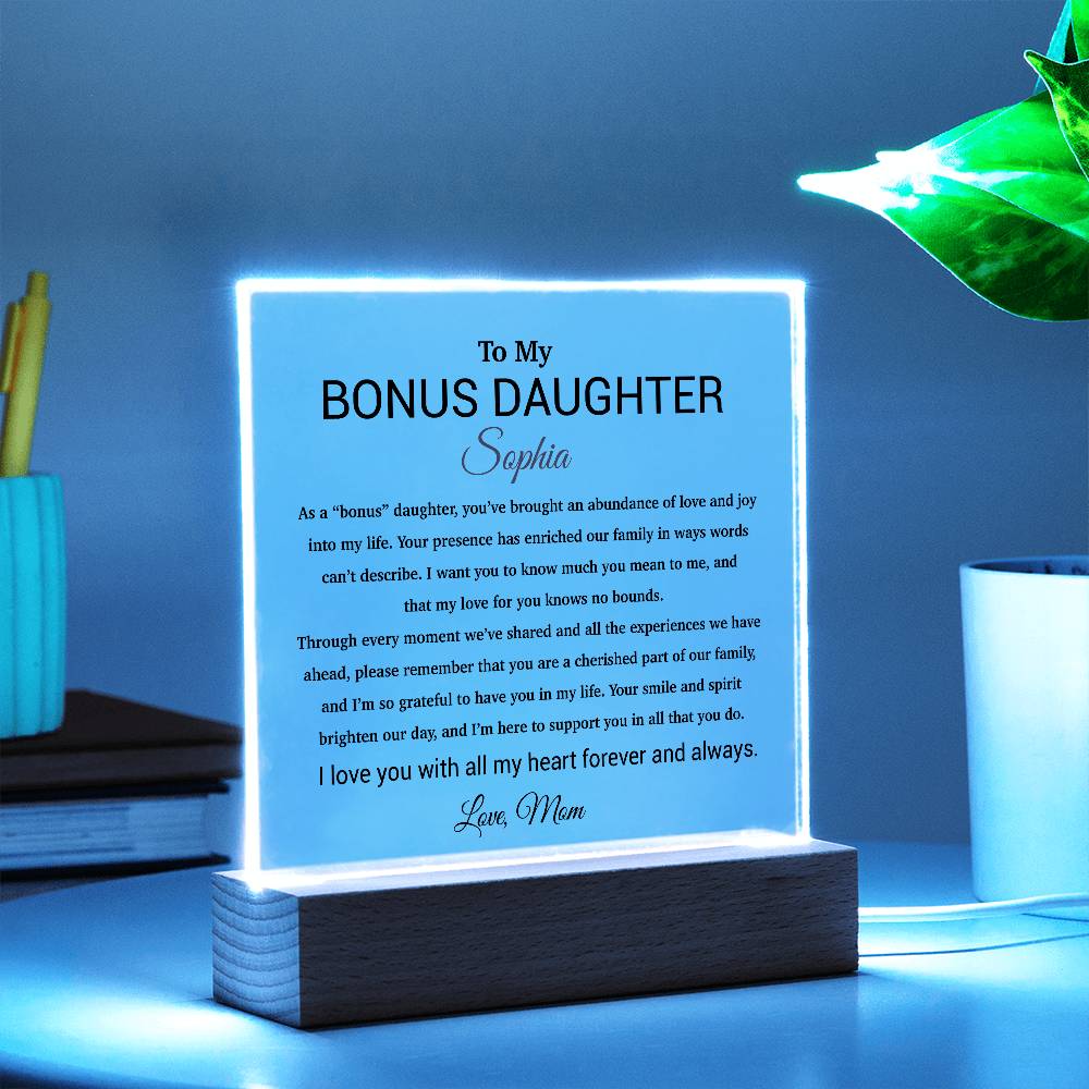 Custom Bonus Daughter Gift Acrylic Plaque, Step Daughter Gift from Step Mom, Gift from Step dad