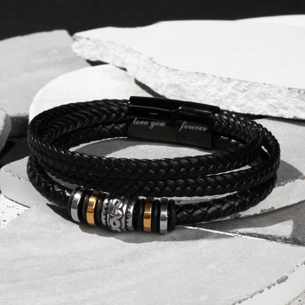 To My Son Bracelet, Mens Vegan Leather Braided Bracelet, Graduation Gift From Mom, Gift for Son from Mom